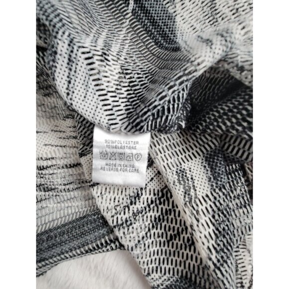 Dor Dor Couture Women Black White Mesh Tunic Top XL Flared Sleeve Abstract Swirl - Picture 5 of 7